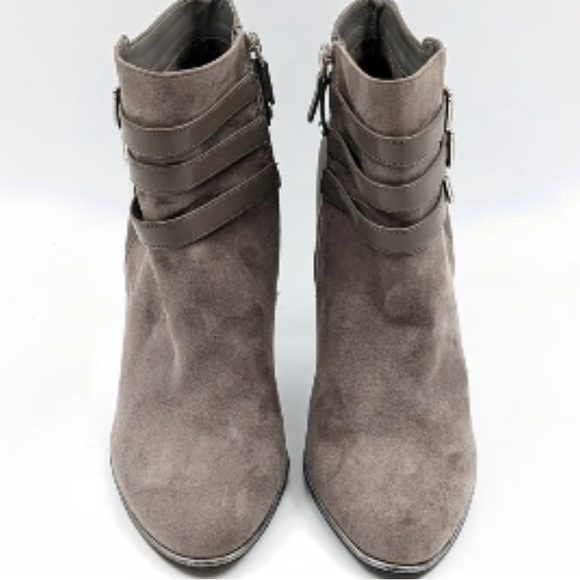 Sam & Libby Women Fabric ankle Heel Grey Buckle Boots size 8 - Picture 5 of 6